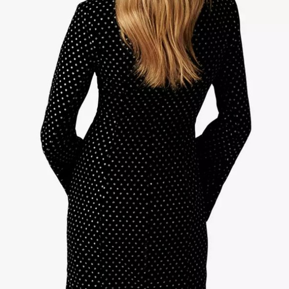 NWT EVER/FOREVER NEW TANYA SILVER ON BLACK SPOT DRESS - Picture 3 of 4
